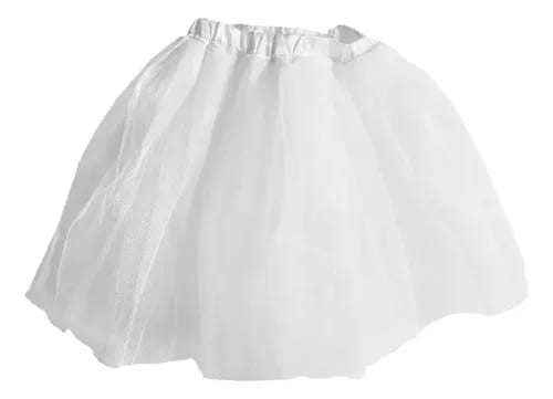 Falso Vestido Niñas Cueca Competencia Blanco Liso 8 — fotografía 1 de 4