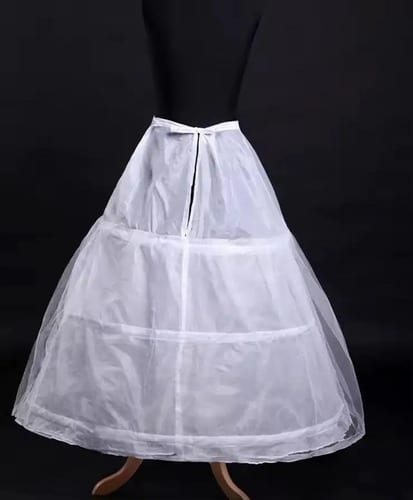 Falso Vestido Niñas Cueca Competencia Blanco Liso 8 — fotografía 2 de 4