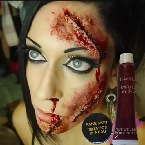 Sangre Y Piel Falsa Maquillaje Realista Halloween Cosplay — fotografía 2 de 3