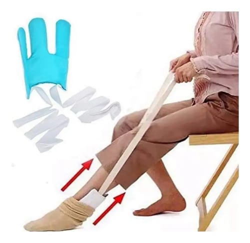Kit Ayuda Para Ponerse Calcetines Tercera Edad Excelente Celeste — fotografía 2 de 4