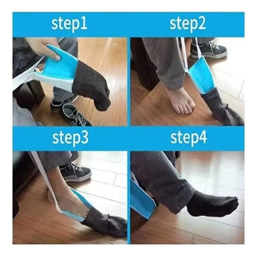 Kit Ayuda Para Ponerse Calcetines Tercera Edad Excelente Celeste — fotografía 4 de 4