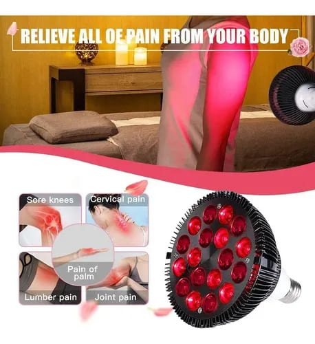 Lámpara De Terapia De Luz Roja E Infrarroja Para Aliviar El Dolor Y Cuidado De La Piel Rojo — fotografía 6 de 7
