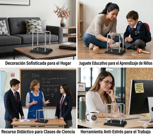 Péndulo Newton Científico Decorativo Antiestrés Plateado — fotografía 4 de 8