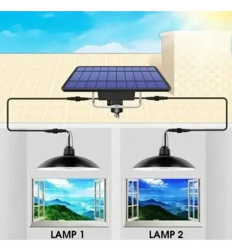 X2 Lamparas Solares Colgantes Lamparas Solares Terraza 240w Branco — fotografía 2 de 3